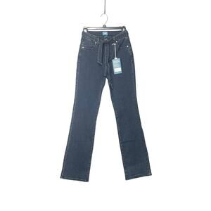 Jag Phoebe Boot Jeans High Rise Sz 0 Inseam 32’ Artesia Blue Self Tie-Belt